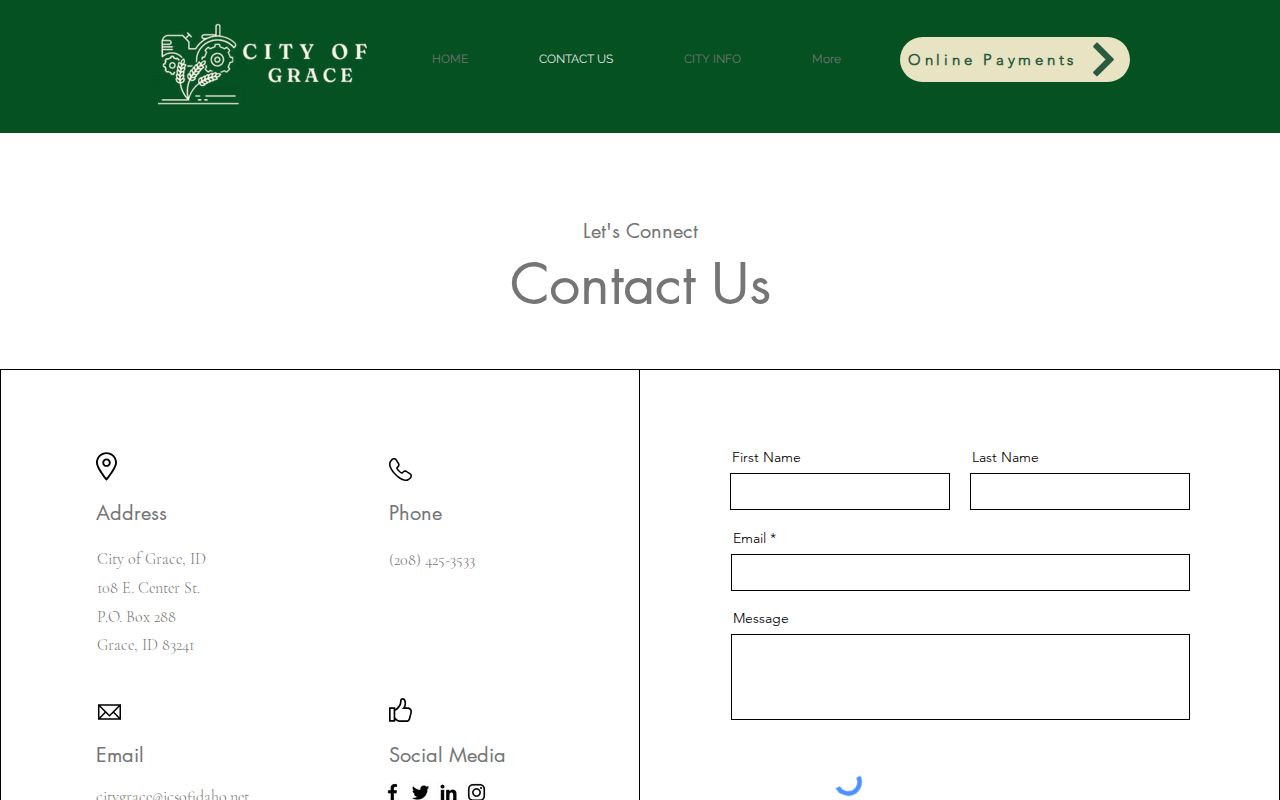 City of Grace official contact page for municipal records access
